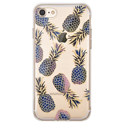 iPhone 7 Case, iPhone 8 Case, OFFLY Transparent Silicone Soft TPU Protection Cover Cute Pattern for Apple iPhone 7 / iPhone 8 - Ananas