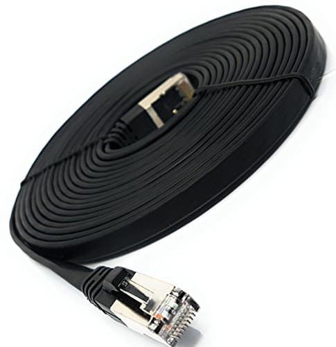 3.0M - Flat - Cat. 7 - Ethernet Gigabit Lan Network Cable ( RJ45 ) | 10/100/1000Mbit/s - For Streaming | SUHD Tv | IPTV | Desktop Pc | Servers | Laptops | Network Printers | Halogen Free / 10 Gbs - High Quality - Compatible with CAT.5 / CAT.5e / CAT.6 | Switch/Router/Modem/Patch Panel / Access Point / Patch Fields | Black