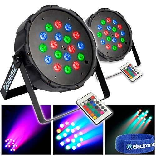 Flat PAR RGB LED Wall Uplighter Light (x2)|DJ Disco Event Show Remote Control