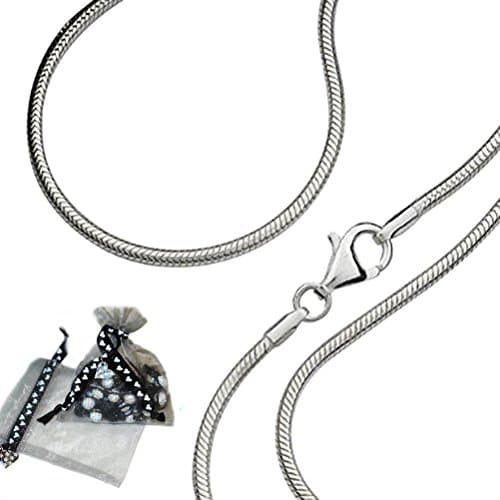 Solid Chain Company - 925 Sterling Silver 14" 16" 18" 20" Inch 1mm Thick Italian Snake Chain Necklace: 20inch/50cm-1mm-Snake-Chain Length ,With Lobster Clasp