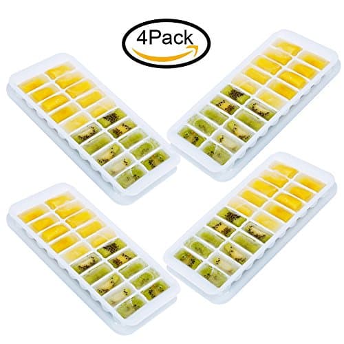 [4 Pack] Dohomai Ice Cube Tray, Ice Cube Tray with lid, 20 x 4 Ice Cube Molds, LFGB Certified &amp; BPA Free, PP and TPE Safety Material, for Candy Pudding Cocktail, Drink and Baby Food