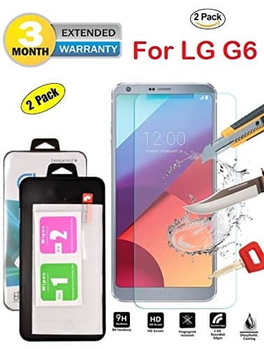 Tuaha LG G6 Screen Protector, [2-Pack] LG G6 Tempered Glass Screen Protector [ANTI-SCRATCH] [BUBBLE-FREE][ULTRA-CLEAR] for LG G6 Transparent