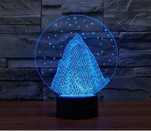 WCUI 3D Small Table Lamp, Creative Led Birthday Present Snow Mountain Lamp Seven Colour Touch Visual Lights Wedding   Decoration USB Plug In Valentine's Day Table Lamp Touch Switch Select ( Size : 208*170*87mm )