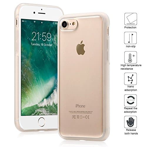 iPhone 7 Case ,Wonanse Anti Gravity for iPhone 7 Case Magical Nano Can Stick to Glass, Whiteboards, Mirrors Tile and Smooth Surfaces White