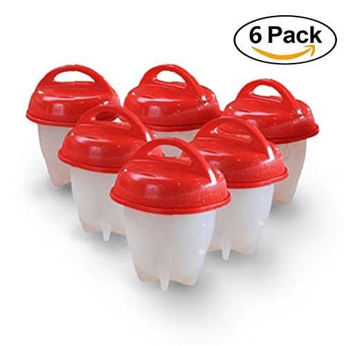 6 Pcs Egg Cooking Molds Hard Boiled Eggs without Shell, Hard &amp; Soft Maker, Non Stick Silicone