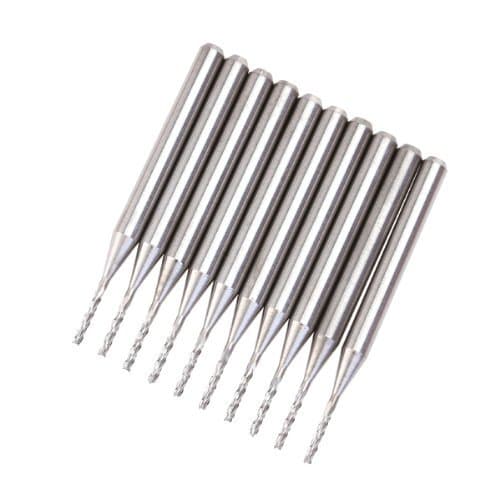 Kingken Ten Pcs Carbide PCB End Mill Endmill (Silver)