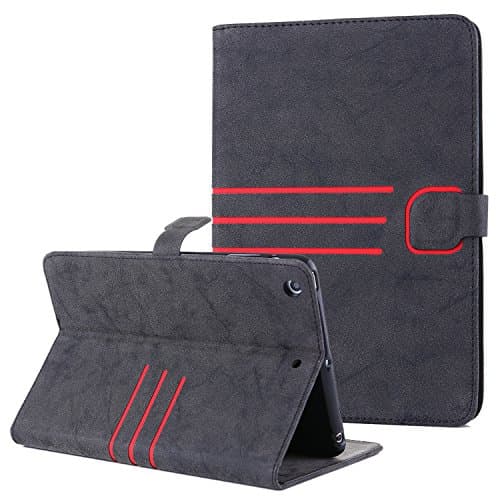 For iPad 4 Case,iPad 3 Case,iPad 2 Case,Premium PU Leather Samrt Case,[Retro Vintage] [Magnetic Closure] with Stand Wallet Card Slots Case for iPad 2/iPad 3/iPad 4 - Black