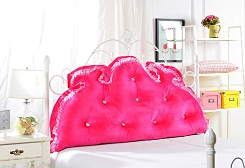 Princess Bedside Large Backrest Simple Solid Color Double Bed Cushion Soft Bag (Size: Length: 120cm, Height: 65cm) ( Color : Bobbi Rose Red )