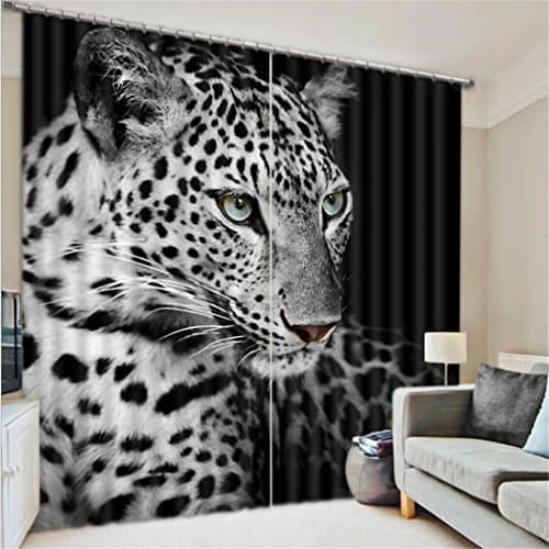 3d Curtains Window Black And White Leopard Head Insulation Window Treatment Bedroom Decorative Shading Fabric European Printing Polyester,A