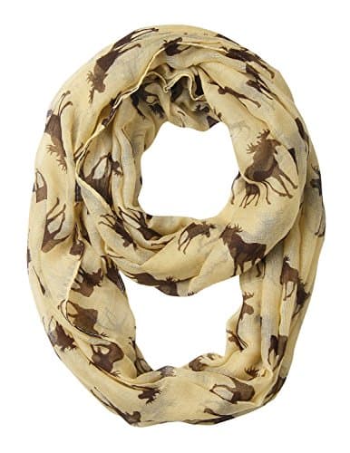 DAMILY Infinity Scarf Ring Moose Pattern Womens Shawls (Beige)