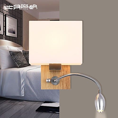TYDXSD Solid Wood LED Wall lamp Bedside Minimalist Modern Oak Bedroom Balcony Square Aisle Lighting 170 * 120 * 250mm