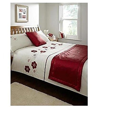 Red and cream floral bedset double size