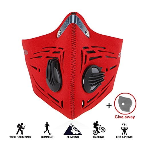 GoingMen Anti Pollution Dust Half Face Mask with 2 Activated Carbon Air Filters for Cycling Skiing Motorcycle Outdoor Sport - Red