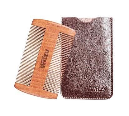 Beard Comb for Men - Beard &amp; Mustache-Great for Head Hair - Handmade Premium Sandal Wood - Fine Dual Action Teeth - Comes with Gift "Hunter Jack" Leather Case