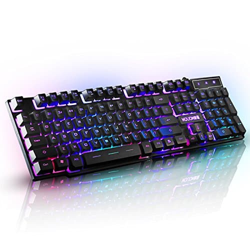 Vaevancom Folding Silent Computer Desktop Keyboard Silent Game Cable Phone Soft Keyboard Mechanical Backlight Wireless Keypad, Black Rainbow