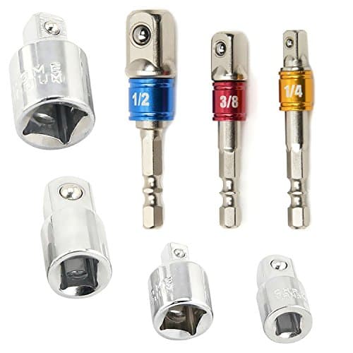 Yuegu Socket Adapter Set Converter Set And Reducer Set (4 Pieces) + Power Extension Bit Set for Drill 1/4", 3/8", 1/2" Power Extension Bit Set (3 colour Pieces)