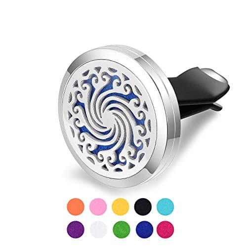 Office Home Car Essential Oil Diffuser Locket Clip Aromatherapy Stainless Steel 10 Washable Felt Pads