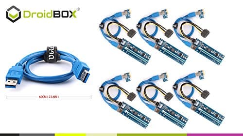 [UPDATED-High Quality Components] DroidBOX PCI-E V006C Extender Cable USB 3.0 Converter 6PIN SATA PCI Express PCI-E 1X to 16X Riser Card 60CM For Bitcoin BTC Etherium Mining (6 Pieces)