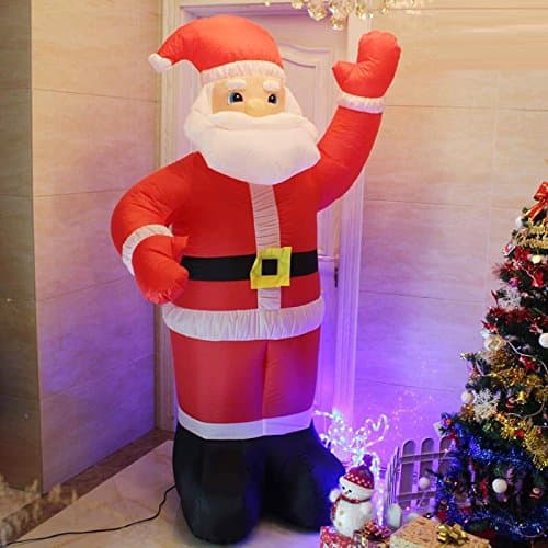 INFLATABLE SANTA WITH LED LIGHT 1.8 OR 3 METER INDOOR/OUTDOOR - GIANT CHRISTMAS DECORATION WATERPROOF SELF INFLATING DISPLAY FOR GARDEN OR HOME (3 Meter)