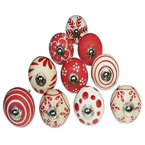 Handmade Knobs Sale - Set of 10 Assorted Knobs Red and White Flower Ceramic Knobs Handmade Design Drawer Knob / Cabinet Pulls / Handles - Home Decor Accessories