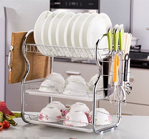 Three Layers Dishes Drain Rack Kitchen Storage Shelves,A