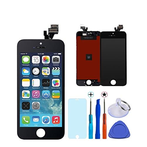 KXC ST iPhone 5 LCD Display (4.0 inches) Touch Screen Replacement Digitizer with Free Tools and Professional Glass Screen Protector Black