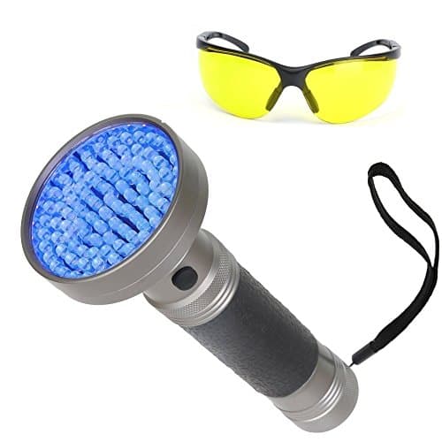 Wanruisi UV Flashlight Black Light,100 LED Handheld Blacklight With UV Sunglasses, For Finding Pet Dog Cat Urine Stain Detector Torch Light, Money Scorpion Detector Finder Stains on Carpet Rugs