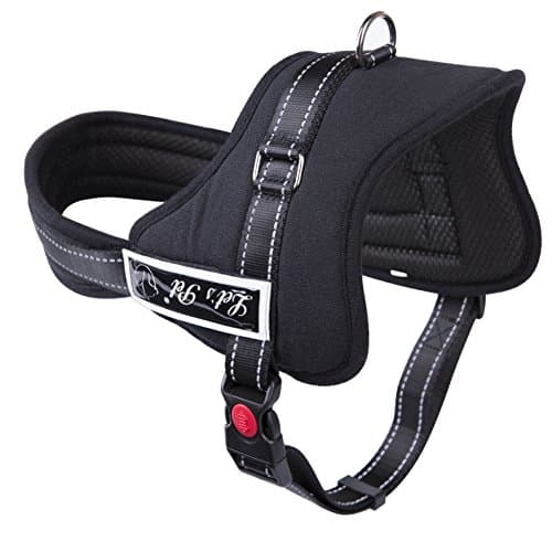 Reflective Dog Vest Harness, No Pull Walking and Training Pet Harness with Handle for Medium and Large Breed Dogs, Soft Padded, Black