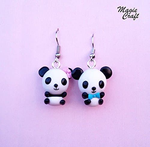 Panda Bear Earrings - Handmade in Polymer Clay