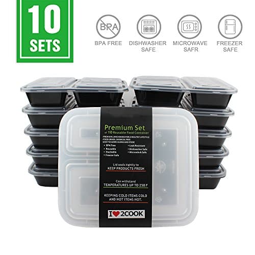 Meal Prep Containers, UMCORP 3-Compartment BPA FREE Stackable Meal Prep Food Storage Containers Lunch Box Bento with Lids, Freezer Safe, Leak Resistant, Dishwasher Safe, Microwbvb Safe 10 Pack