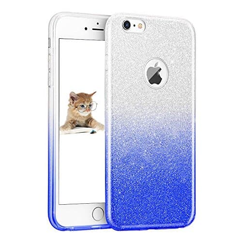 iPhone 6 Case/6S Case 4.7", uiano® Sparkling Premium [3 in 1 Layers Protection] Hybrid Glitter Bling Bling TPU phone Case Cover For iPhone 6 6S (Silver Blue) [Lifetime Warranty]