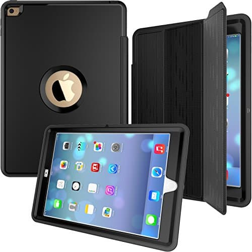 iPad Air 2 Case,Apple Only Smart Case for iPad Air 2, HEAVY DUTY EXTREME Protection / Rugged Slim Dual Layer Protective Cover With Standing 3 in 1 for iPad Air 2 (2014-2016) - Color (Black)
