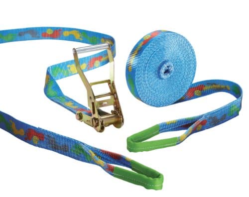 Slackstar Basic Design 2-Piece Slackline Set For Children &amp; Beginners - 15m x 50mm, Design Tootsy
