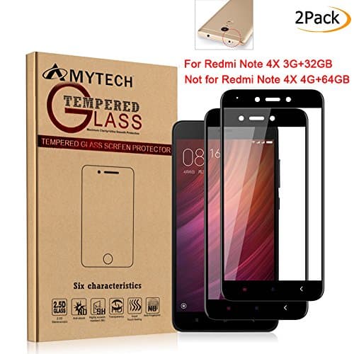 [2 Packs] Xiaomi Redmi Note 4X 3G+32G Screen Protector,Amytech Edge Full Coverage Screen Protector Scratch resistant Ultra Clear Premium Quality 2.5D Pro Fit 9H Tempered Glass 0.33mm for Xiaomi Redmi Note 4 Global Version