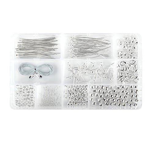 Beads Direct Plated Findings Kit 10 Styles includes Box, Other, Silver, 11 x 17.5 x 2.5 cm