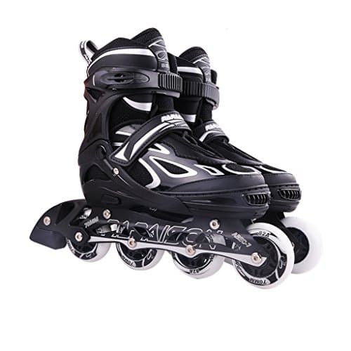 Crayom Easy to operate Roller Blades Inline Quad Skates Adjustable Size Childrens Kids Pro Combo Multi Ice Skating Boots Shoes four colors ( Color : Black , Size : L )