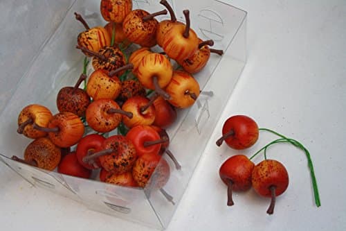 36 Artificial Mini Orange Apple Wire Picks x 13cm