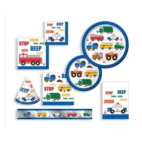 Traffic Jam Basic Party Pack for 8 - Plates, Cups, Napkins &amp; Tablecover by Traffic Jam