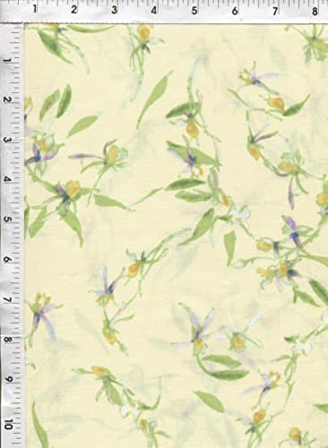 Paintbrush Studio Cape Cod Wispy Flowers Pale Yellow Fabric by Paintbrush Studio