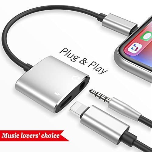 Lightning Jack Adaptor for iPhone X 10 8/8 Plus 7/7 Plus iPad Connector AUX 3.5mm Adapter Converter Earphone Adaptor Accessories Headphone Cable Splitter Accessories Metal Audio Jack Headphone Cable Earbud Adapter Support iOS 11 Later
