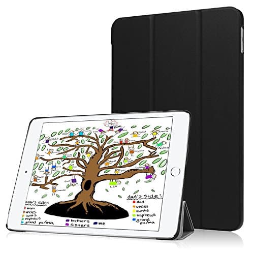 PU Leather Case for New iPad 2017 iPad 9.7 inch, HZSSEC Ultra Slim Lightweight Smart Case Trifold Stand with Auto Sleep/Wake Function, Hard Back Cover for Apple New iPad 9.7 inch 2017 - Black