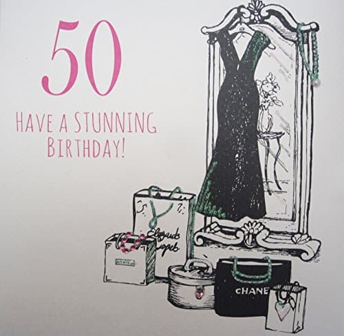 WHITE COTTON CARDS Large Handmade 50 Have A Stunning Code 50th Birthday Card, White, XEA50