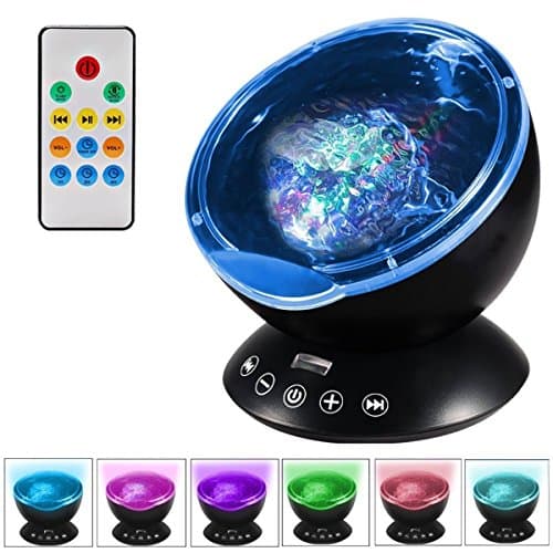 Ocean Wave Projector with Remote Control Night Light Sleep comfort Hypnosis Lamp with Built-in Music Player Multi-color Decoration Lamp for Kids Adults Nursery Bedroom Living Room Party
