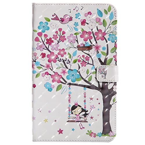 Samsung Galaxy Tab T385 Case , Multi-Function Screen Protector PU Leather , Ultra Slim Lightweight with Stand/Auto Sleep Wake-up Function Ciover Smart Case for Samsung Galaxy Tab T385 Case - Girl under the tree + 1X Dust plug &amp; Dustproof cloth