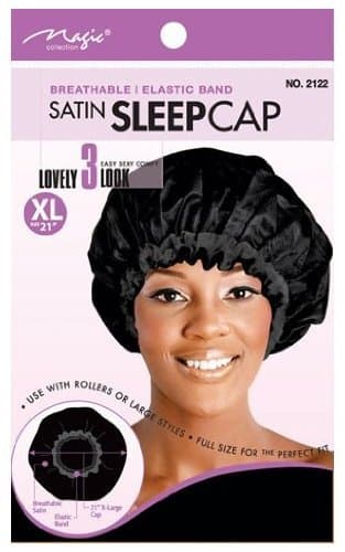 [Magic Collection] 21 Extra Large Elastic Band Satin Sleeping Caps, , Comfortable material, breathable material, elastic band, comfortable, perfect fit, full size, keeps hair in place, use with hair rollers, hair styles, large, extra large, adults and kids by The Challenger