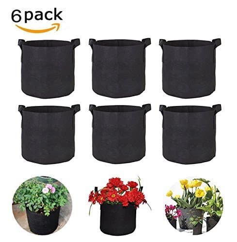 WChanping 6 Pack Reusable Fabric Pot Plant Root planter Container Grow Bag Planter (6 Pack 7 Gallon)