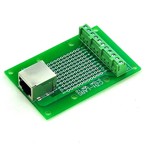 Electronics-Salon RJ50 10P10C Right Angle Shielded Jack Breakout Board, Terminal Block Connector.