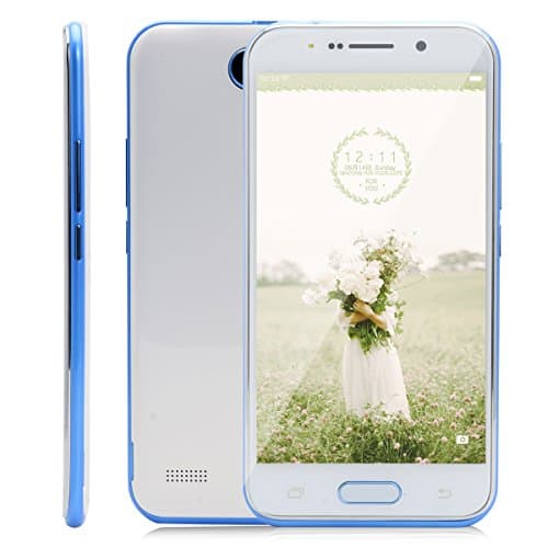 Bocoin Sim-Free Smartphone ,Unlocked 5.0 Inch Android 6.0 3G/GSM Dual Sim Cell Phone, MTK6580 1.3GHz Quad Core 1GB RAM 4GB ROM HD Bearty Camera 5.0MP WIFI GPS Mobile Phone (J3-White$Blue)