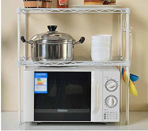 DFHHG® Kitchen Second Floor Microwave Oven Rack Shelf Desktop Bookshelf Storage Rack Storage Shelves White Durable