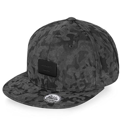 ililily Black Patch Baseball Cap Faux Leather Strapback Flat Bill Trucker Hat , Camouflage
